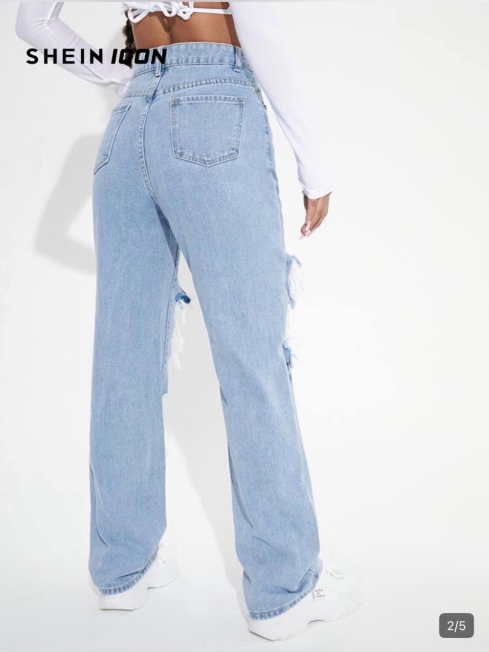SHEIN ICON Floral High Waist Straight Leg Jeans NWOT - Picture 3 of 10